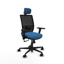 Yunquera sincro malla negra similpiel azul claro brazos 3D base nailon cabecero 1D ruedas 65mm nailon