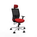 Yunquera sincro malla negra similpiel rojo brazos 1D base blanca cabecero 1D ruedas 65mm nailon
