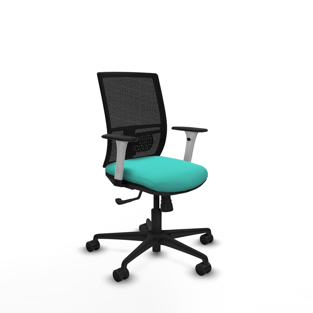 Yunquera sincro malla negra similpiel turquesa brazos blancos base nailon ruedas 65mm nailon
