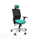 Yunquera sincro malla negra similpiel turquesa brazos 3D base blanca cabecero 1D ruedas 65mm engomadas