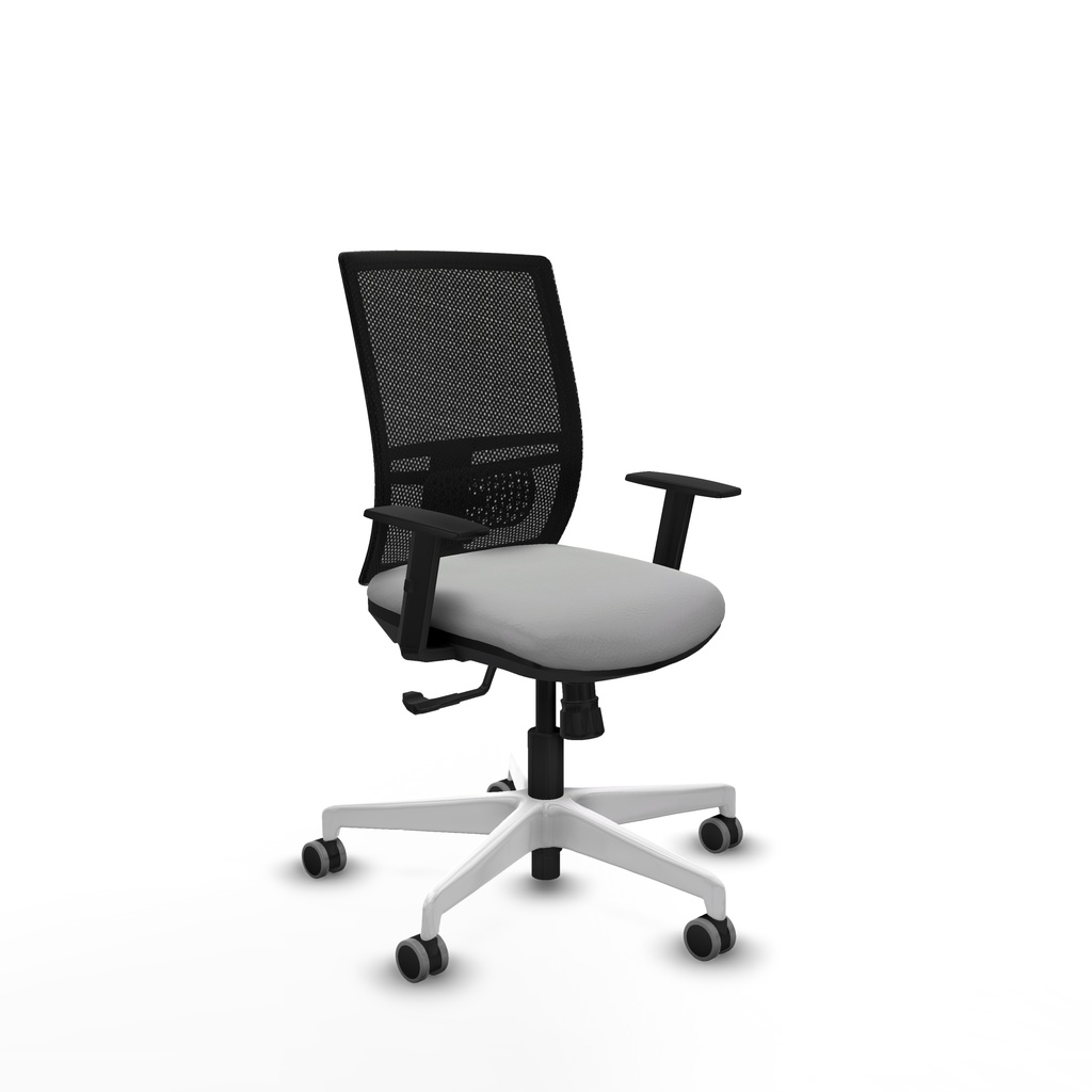 Yunquera sincro malla negra similpiel gris claro brazos 1D base blanca ruedas 65mm engomadas