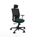 Yunquera sincro malla negra similpiel verde botella brazos blancos base nailon cabecero 1D ruedas 65mm nailon