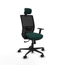 Yunquera sincro malla negra similpiel verde botella brazos 1D base nailon cabecero 1D ruedas 65mm nailon