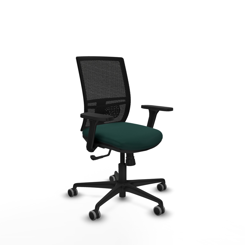 Yunquera sincro malla negra similpiel verde botella brazos 3D base nailon ruedas 65mm engomadas
