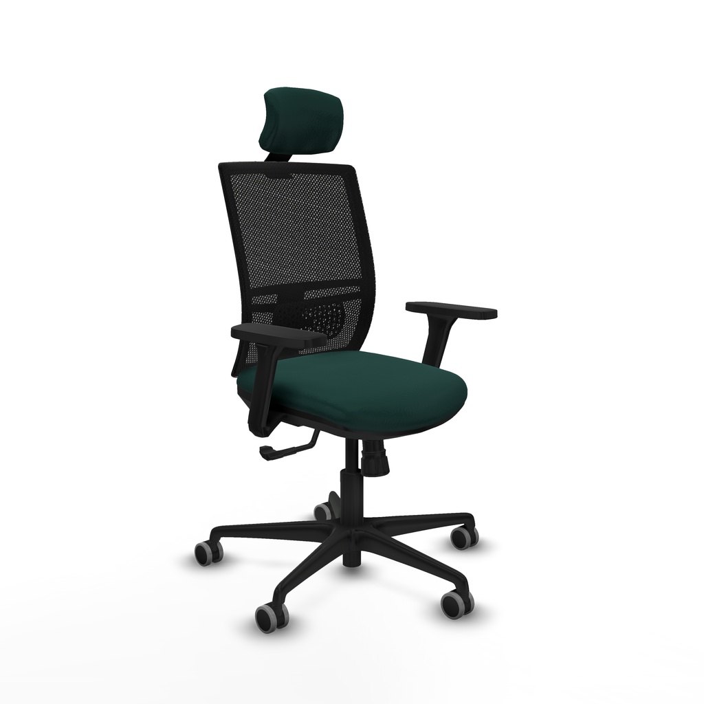 Yunquera sincro malla negra similpiel verde botella brazos 3D base nailon cabecero 1D ruedas 65mm engomadas