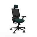 Yunquera sincro malla negra similpiel verde botella brazos 3D base nailon cabecero 1D ruedas 65mm engomadas