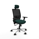 Yunquera sincro malla negra similpiel verde botella brazos 3D base aluminio cabecero 1D ruedas 65mm nailon