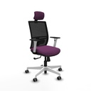 Yunquera sincro malla negra similpiel morado brazos blancos base blanca cabecero 1D ruedas 65mm engomadas