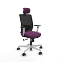 Yunquera sincro malla negra similpiel morado brazos blancos base blanca cabecero 1D ruedas 65mm nailon