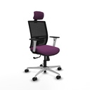 Yunquera sincro malla negra similpiel morado brazos blancos base aluminio cabecero 1D ruedas 65mm nailon