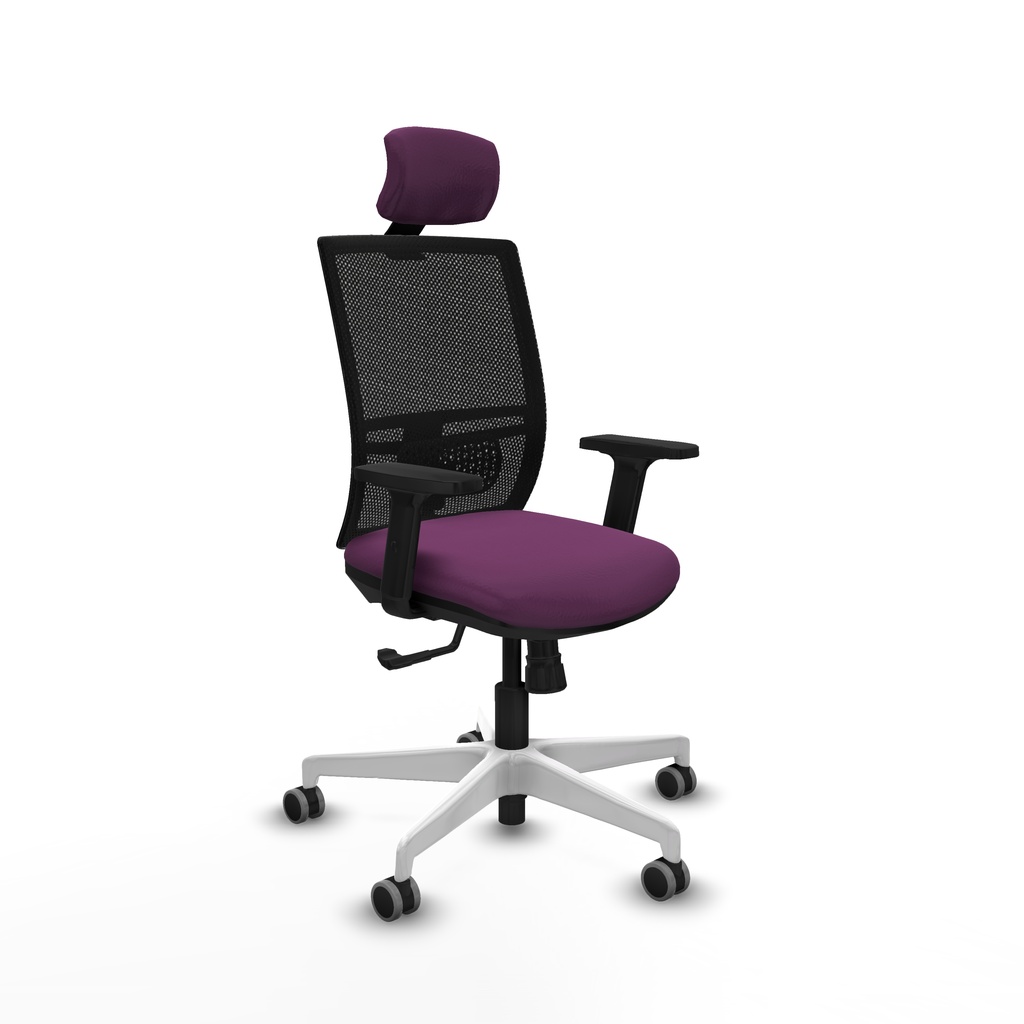 Yunquera sincro malla negra similpiel morado brazos 2D base blanca cabecero 1D ruedas 65mm engomadas