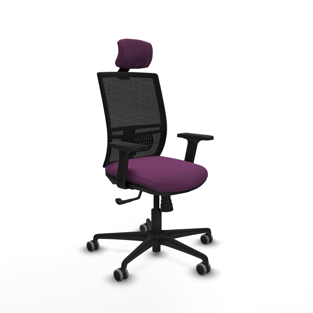Yunquera sincro malla negra similpiel morado brazos 2D base nailon cabecero 1D ruedas 65mm engomadas