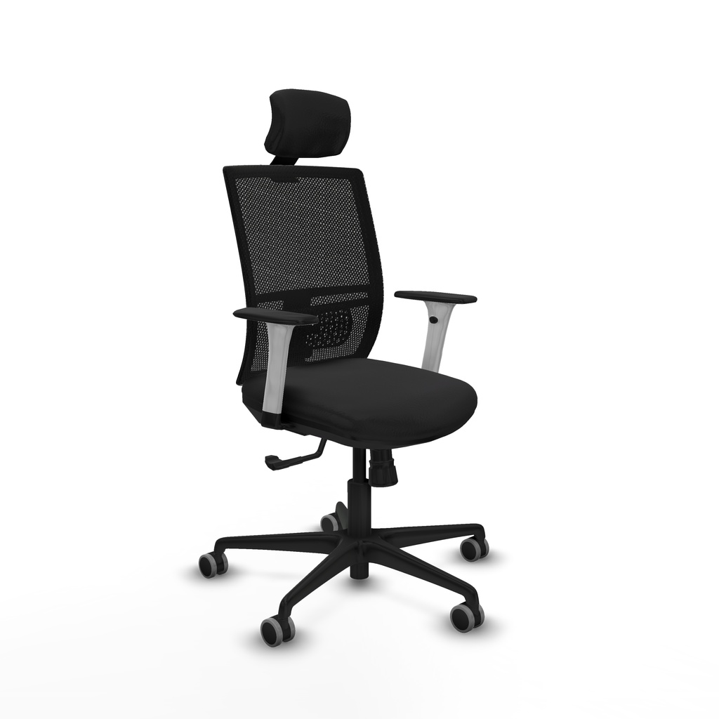 Yunquera sincro malla negra similpiel negro brazos blancos base nailon cabecero 1D ruedas 65mm engomadas
