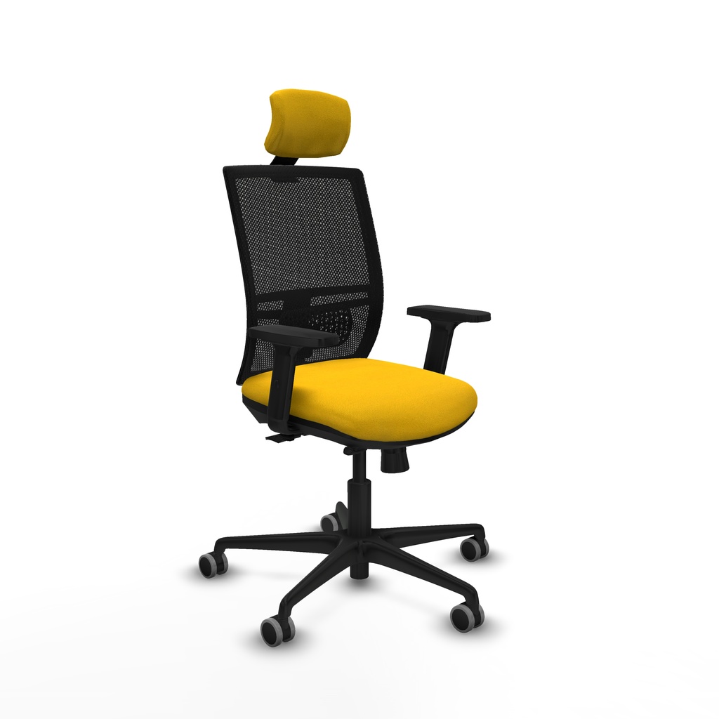 Yunquera traslack malla negra bali amarillo brazos 2D base nailon cabecero 1D ruedas 65mm engomadas