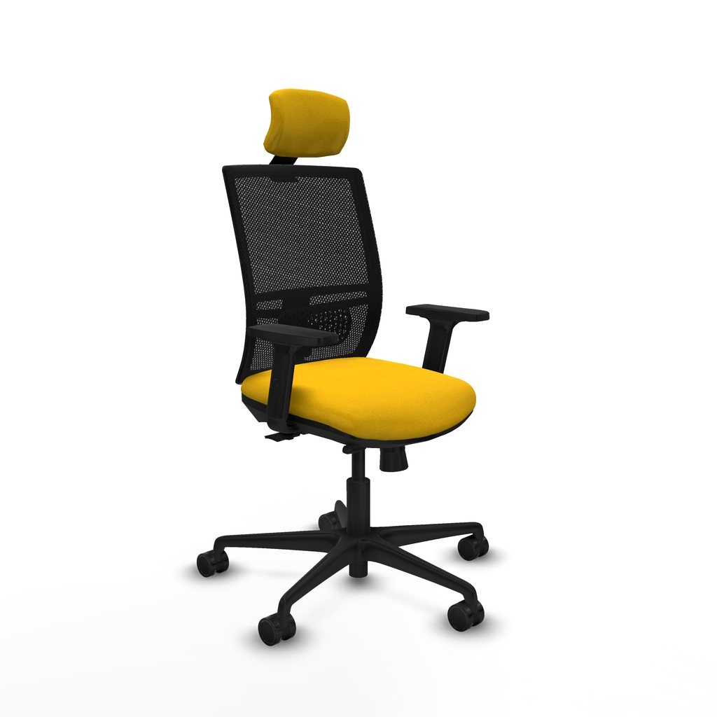 Yunquera traslack malla negra bali amarillo brazos 2D base nailon cabecero 1D ruedas 65mm nailon