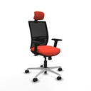 Yunquera traslack malla negra bali naranja oscuro brazos 2D base aluminio cabecero 1D ruedas 65mm nailon