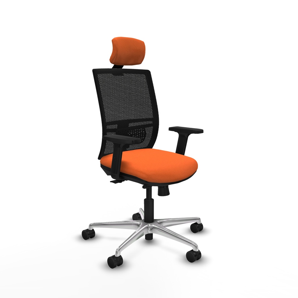 Yunquera traslack malla negra bali naranja brazos 2D base aluminio cabecero 1D ruedas 65mm nailon