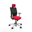 Yunquera traslack malla negra bali rojo brazos blancos base aluminio cabecero 1D ruedas 65mm nailon