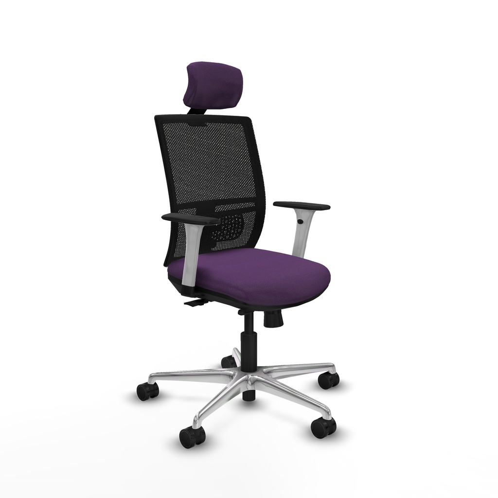 Yunquera traslack malla negra bali morado brazos blancos base aluminio cabecero 1D ruedas 65mm nailon