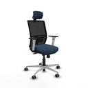 Yunquera traslack malla negra similpiel azul marino brazos blancos base aluminio cabecero 1D ruedas 65mm engomadas