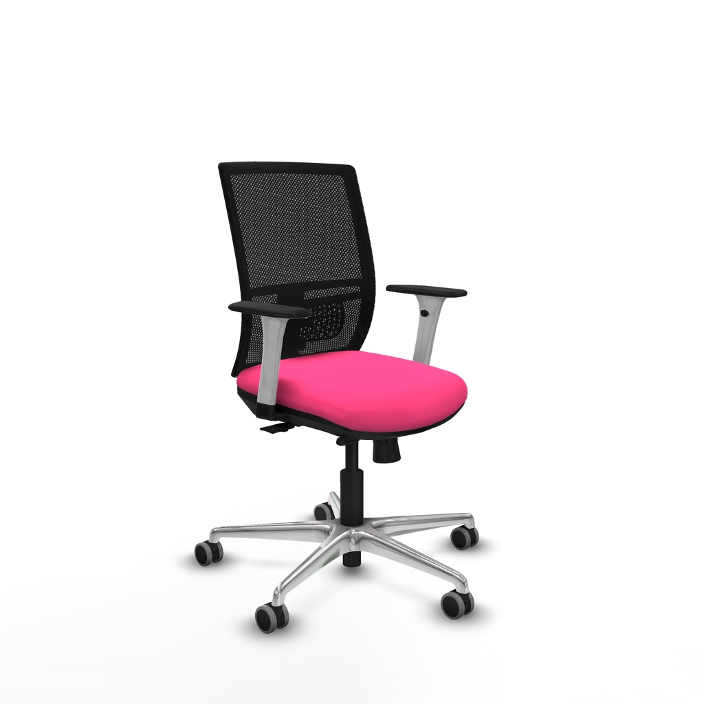 Yunquera traslack malla negra similpiel rosa brazos blancos base aluminio ruedas 65mm engomadas