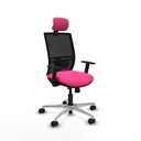 Yunquera traslack malla negra similpiel rosa brazos 1D base aluminio cabecero 1D ruedas 65mm nailon