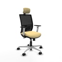 Yunquera traslack malla negra similpiel crema brazos blancos base aluminio cabecero 1D ruedas 65mm nailon