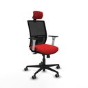 Yunquera traslack malla negra similpiel rojo brazos blancos base nailon cabecero 1D ruedas 65mm engomadas