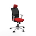 Yunquera traslack malla negra similpiel rojo brazos blancos base aluminio cabecero 1D ruedas 65mm engomadas