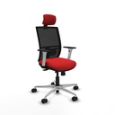 Yunquera traslack malla negra similpiel rojo brazos blancos base aluminio cabecero 1D ruedas 65mm nailon