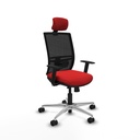 Yunquera traslack malla negra similpiel rojo brazos 1D base aluminio cabecero 1D ruedas 65mm nailon