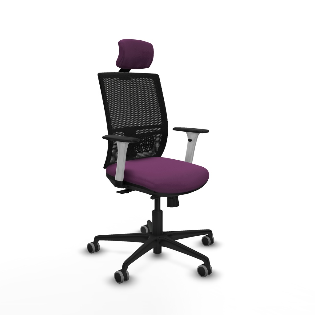 Yunquera traslack malla negra similpiel morado brazos blancos base nailon cabecero 1D ruedas 65mm engomadas