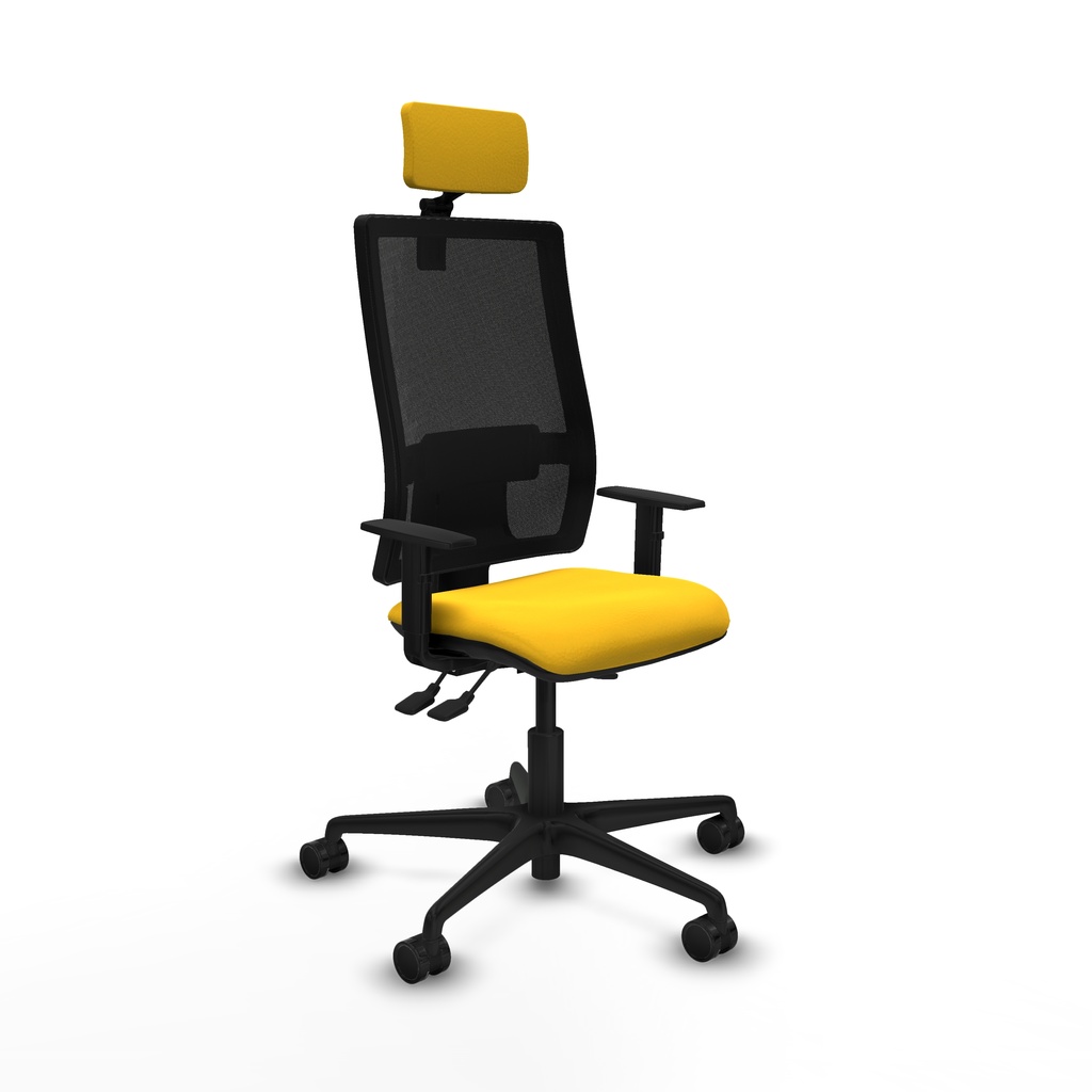 Bormate asincro malla negra similpiel amarillo brazos 1D base nailon cabecero 2D ruedas 65mm nailon