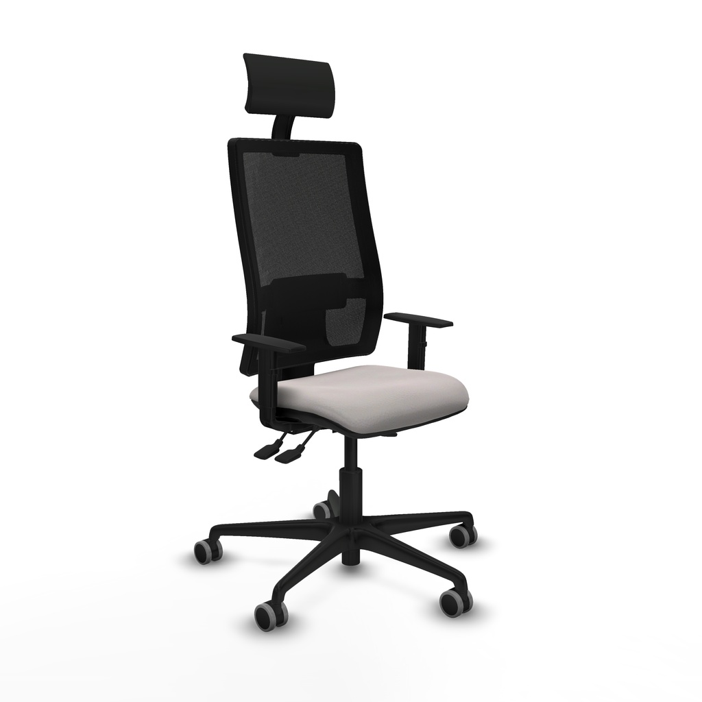 Bormate asincro malla negra similpiel blanco brazos 1D base nailon cabecero fijo ruedas 65mm engomadas