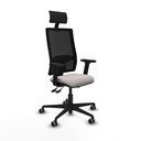 Bormate asincro malla negra similpiel blanco brazos 2D base nailon cabecero fijo ruedas 65mm engomadas