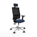Bormate asincro malla negra similpiel azul marino brazos 2D base aluminio cabecero 2D ruedas 65mm engomadas