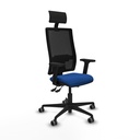 Bormate asincro malla negra similpiel azul brazos 2D base nailon cabecero fijo ruedas 65mm engomadas
