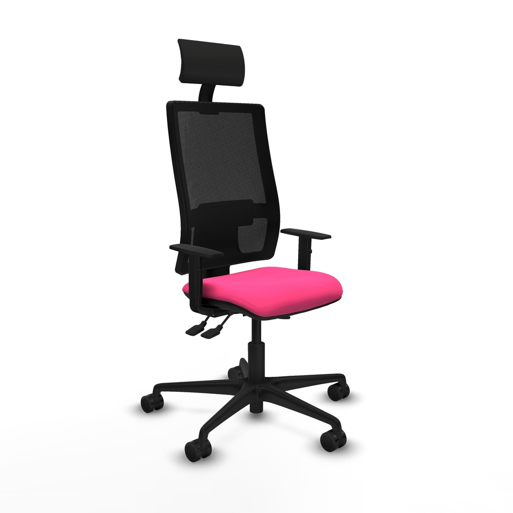 Bormate asincro malla negra similpiel rosa brazos 1D base nailon cabecero fijo ruedas 65mm nailon