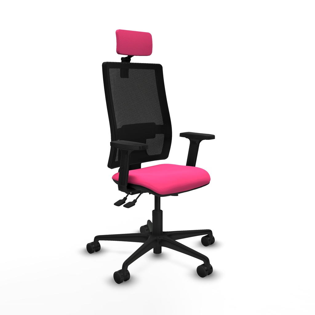 Bormate asincro malla negra similpiel rosa brazos 2D base nailon cabecero 2D ruedas 65mm nailon