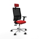 Bormate asincro malla negra similpiel rojo brazos 2D base aluminio cabecero 2D ruedas 65mm nailon