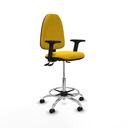 Taburete Aýna AS bali amarillo brazos 2D base cromada ruedas autofrenantes 50mm