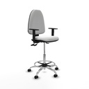 Taburete Aýna AS bali blanco brazos 1D base cromada ruedas autofrenantes 50mm