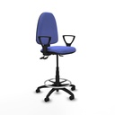 Taburete Aýna AS bali azul claro brazos fijos base poliamida ruedas nailon 50mm
