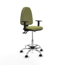 Taburete Aýna AS bali verde oliva brazos 1D base cromada ruedas engomadas 50mm