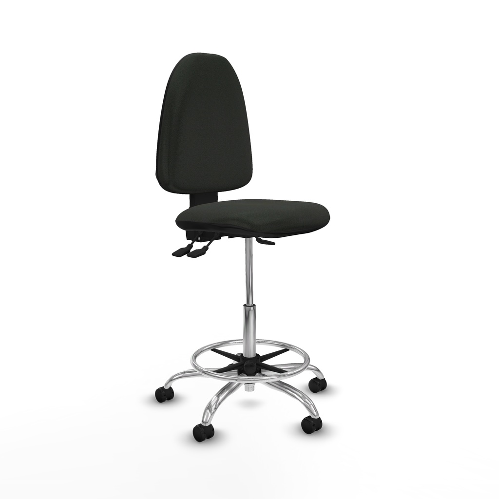Taburete Aýna AS bali negro base cromada ruedas engomadas 50mm