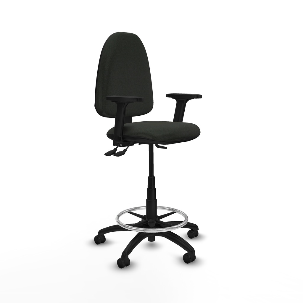 Taburete Aýna AS bali negro brazos 2D base poliamida ruedas engomadas 50mm