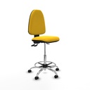 Taburete Aýna AS similpiel amarillo base cromada ruedas autofrenantes 50mm