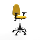 Taburete Aýna AS similpiel amarillo brazos 2D base poliamida ruedas engomadas 50mm