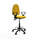 Taburete Aýna AS similpiel amarillo brazos fijos base poliamida ruedas nailon 50mm