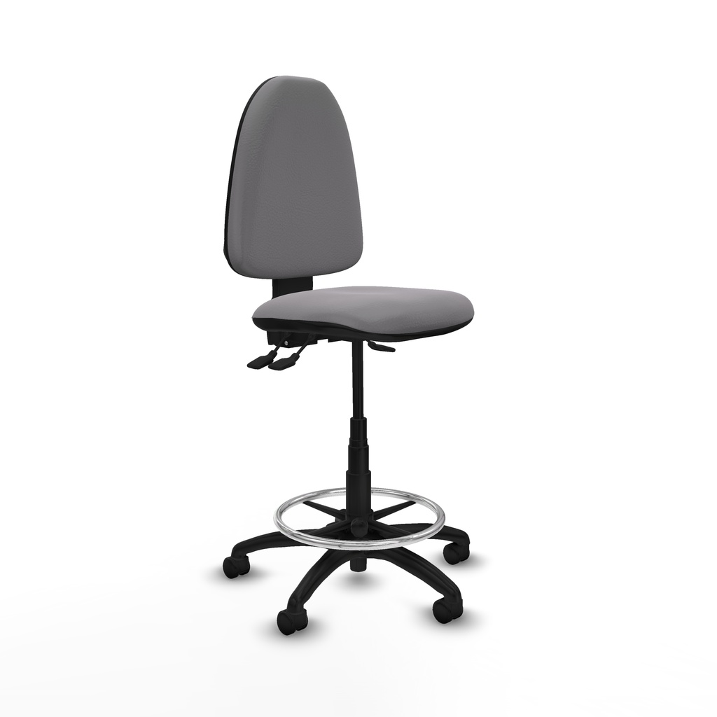 Taburete Aýna AS similpiel gris base poliamida ruedas nailon 50mm